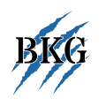 Logo BKG - Griffe bleu avec le nom BKG en noir
